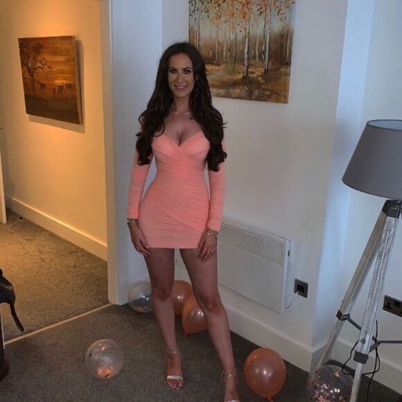 House of CB Felicity Mini Peach Pink Dress Size L - Picture 12 of 17